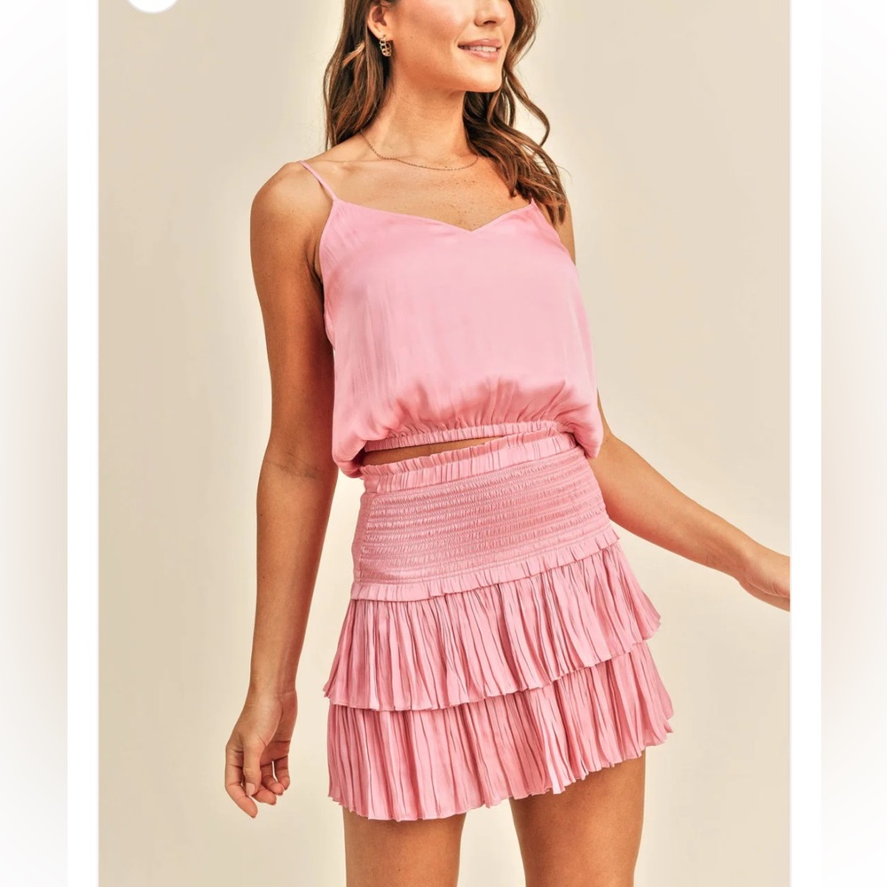 Reset By Jane Silky Smocked Skirt in Bubblegum